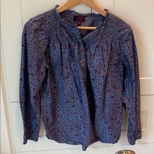 JCREW Liberty Print High Collar 3/4 button Blouse